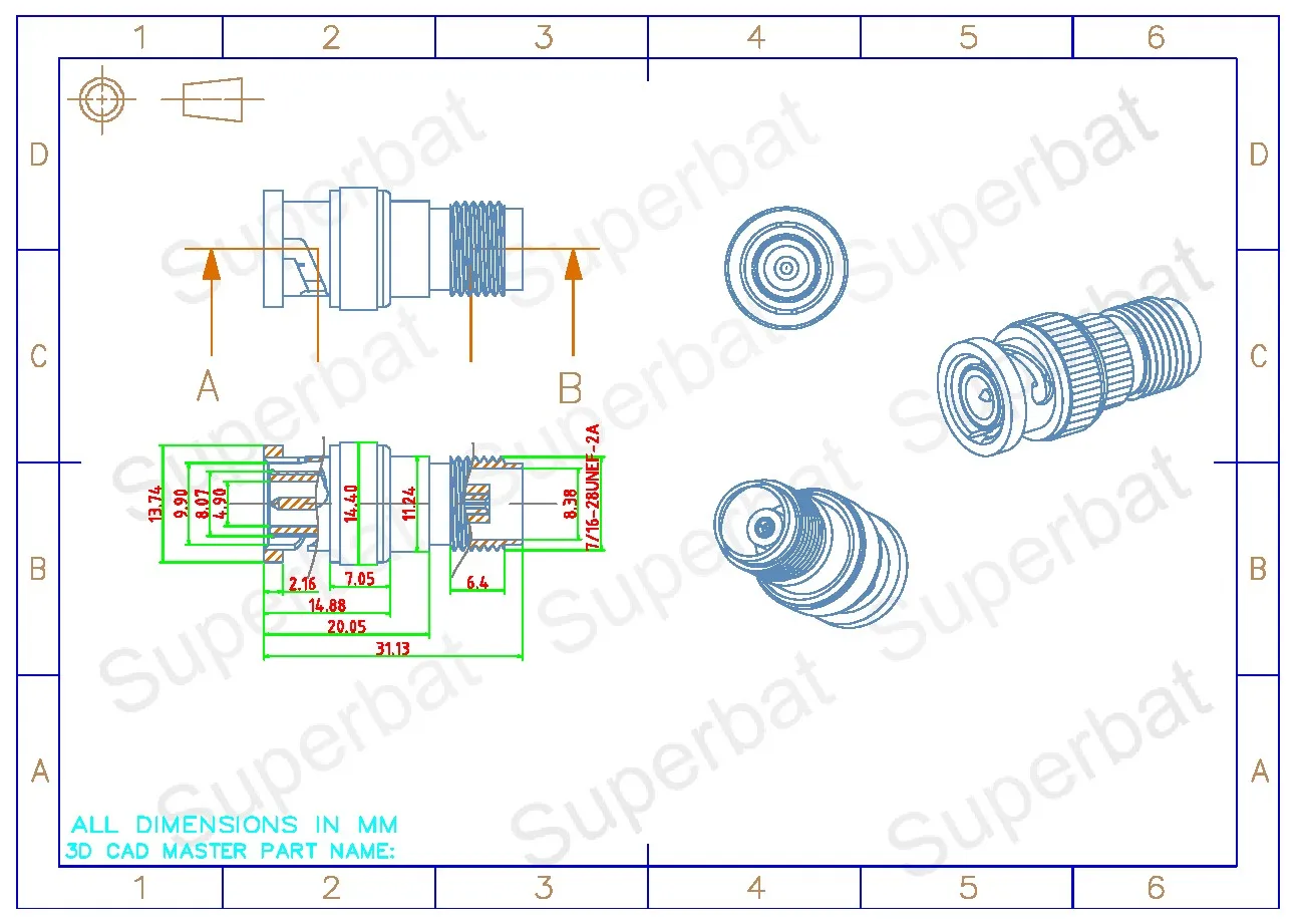 BNC Male to TNC Female RF Coaxial Connectors Adapter Set