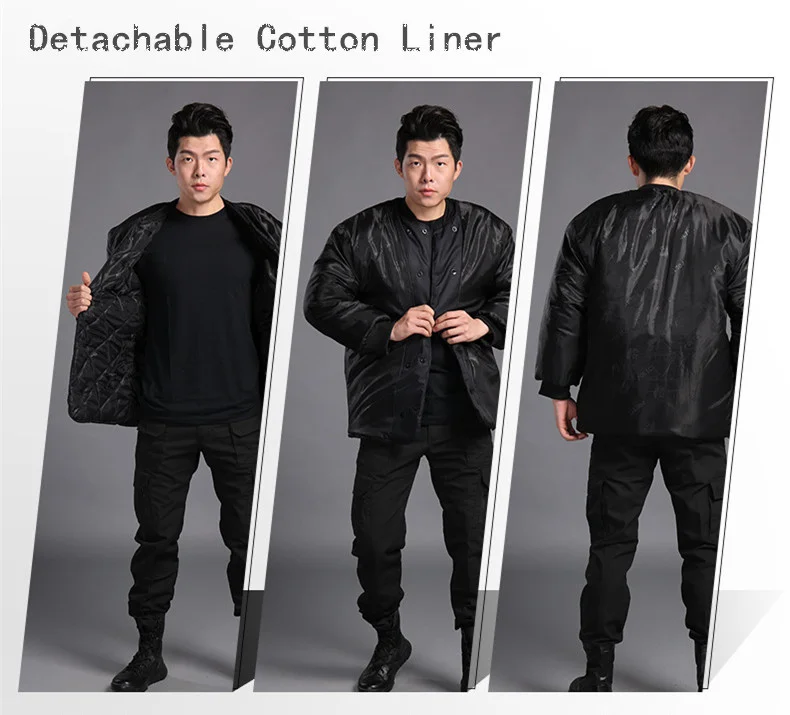 Mens Warm Waterproof Jacket With Detachable Cotton Liner Winter Outdoor Hiking Hunting Climbing Thermal Windproof Mi