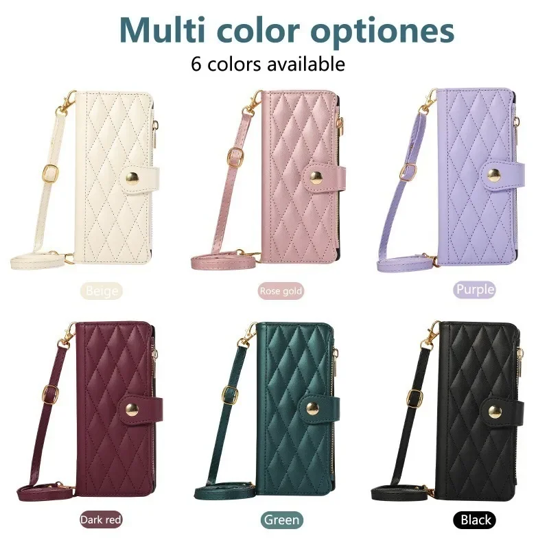 Leather Crossbody Wrist Strap Wallet with Card Holder Phone Case