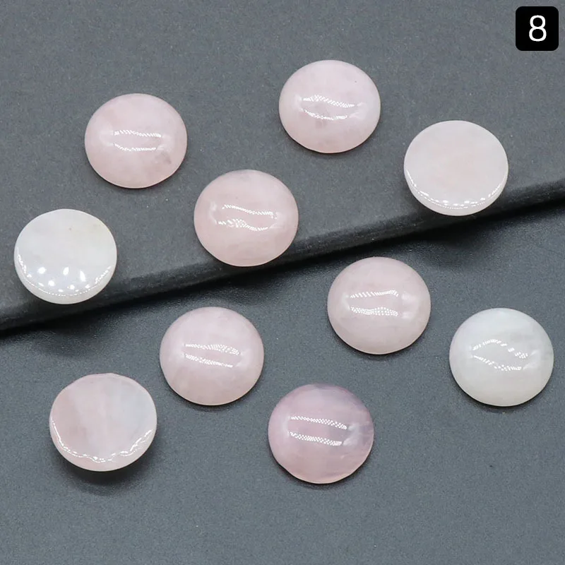 Natural stone 16mm Round Loose Beads opal Rose Quartz Tiger's Eye Cabochons Flat Back For Necklace Ring Earrrings jewelry