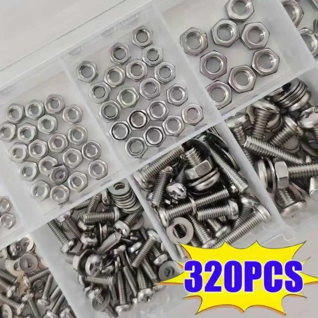 헥스 너트 및 볼트 세트 - 320개/120개, 내구성 있는 M2 - M5 미터법 사이즈, DIY 프로젝트 및 수리용 범용 하드웨어 키트