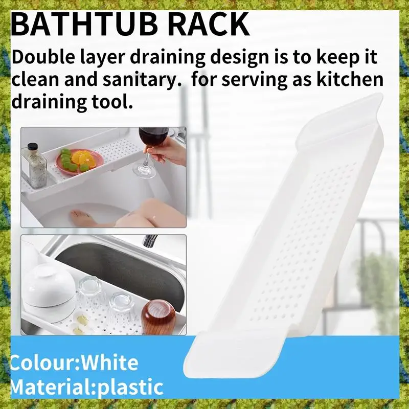 UISN Retractable Bathtub Storage Rack Bath Tray Shelf Tub Bathroom Tools Towel Storage Shelf Kitchen Sink Drain Holder
