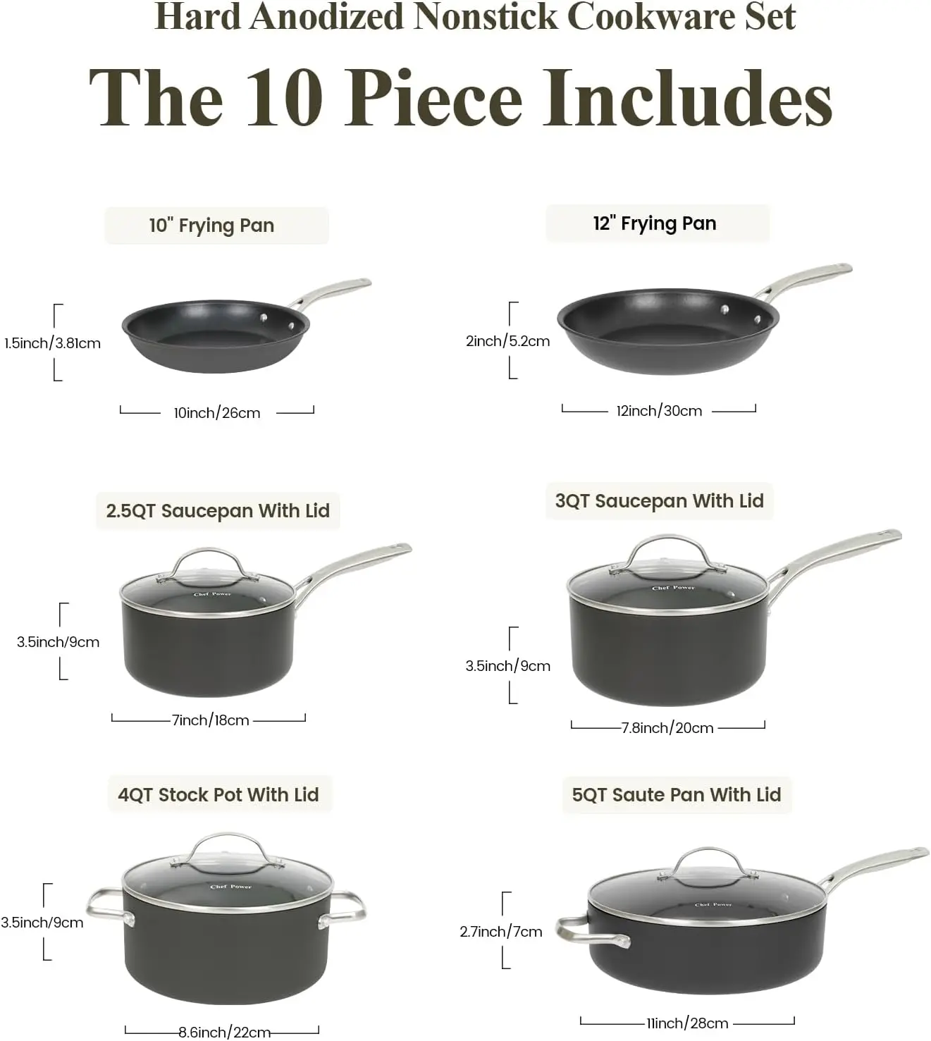 Stainless Steel Handle, Pots and Pans Set Non Stick, Kitchen Induction 2