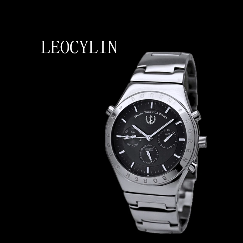 Orologio Al Quarzo Pilota Leocylin Cronografo Luminoso Impermeabile Dual Time Zone Orologio Da Polso Dell'Esercito Movimento Svizzero Relogio Masculin