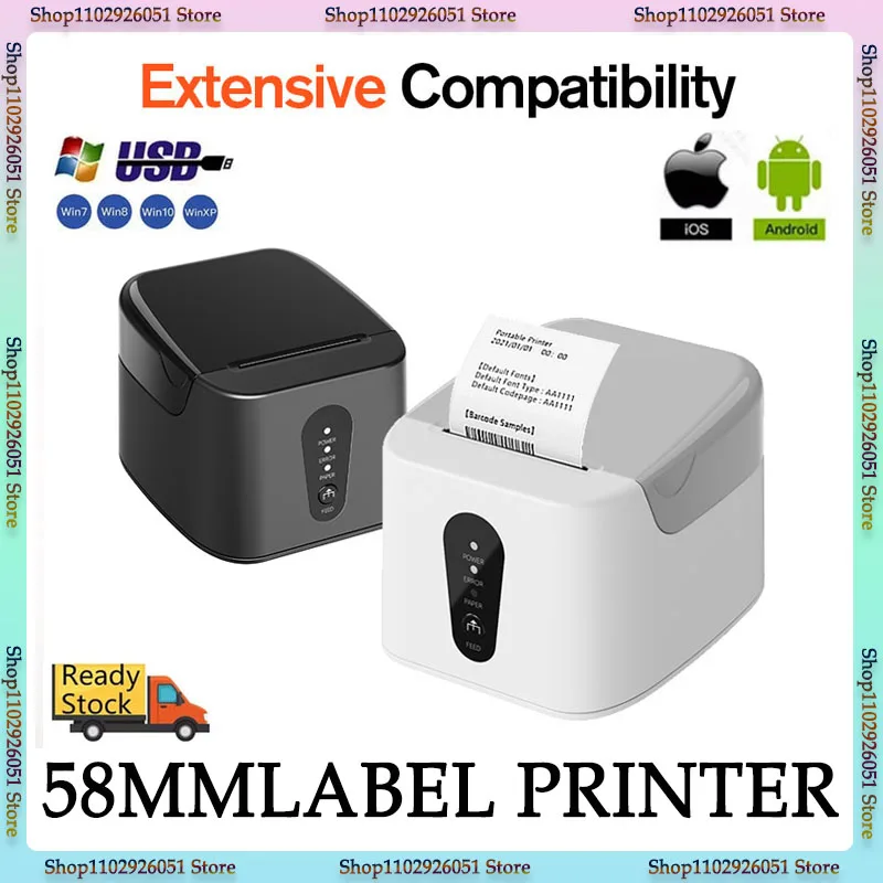 

58mm Small Ticket Printer, Bill Machine Bluetooth Printers Thermal Printers Take-out Automatic Order.