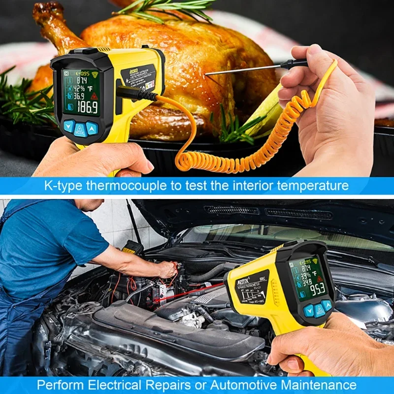Digital Infrared Thermometer 800/600/400&deg;C Non-contact Pyrometer Industrial High Temperature Meter Humidity Laser termometro