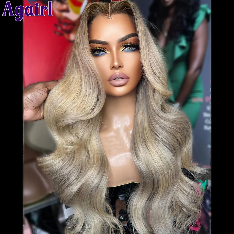 

Ombre Ash Blonde 13x6 13x4 Colored Lace Frontal Wig Human Hair Brazilian Body Wave Lace Front Wig For Women PrePlucked Baby Hair