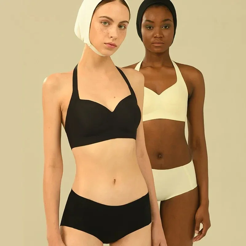 SUJIIN Halter Top Backless Sexy Bras for Women Push Up Seamless Wireless Padded Invisible Bra Women's Underwear Bralette MX112