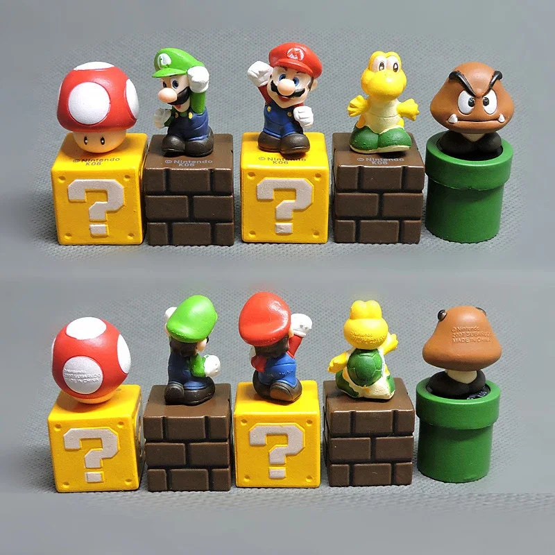 thumbnail image 1 of 5 piezas/lote Super Mario juego de decoración creativa Mario Bros figuras de acción de PVC juguetes Super Mushroom Mini figuras juguetes para niños regalos, 1 of 4