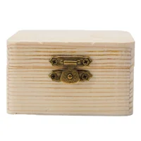 Plain Natural Wooden Packing Box With Lid Desktop Wood Clamshell Jewelry Storage Box Multifunction Hinged Boxes Home Decoration 2