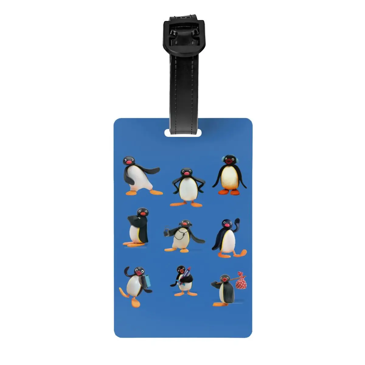 

Custom Funny Penguin Pingu Mood Luggage Tag With Name Card Antarctica Animal Privacy Cover ID Label for Travel Bag Suitcase