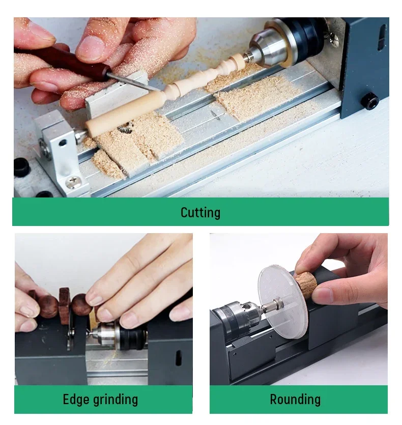 Portable Mini Lathe Machine 12V/24V DC Miniature Buddha Pearl Lathe Woodworking