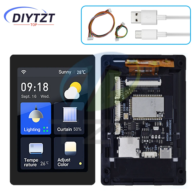 1PCS ESP32 개발 보드 - WT32-SC01 PLUS, 3.5인치 320X480 용량성 멀티 터치 LCD 화면 내장 블루투스 Wifi