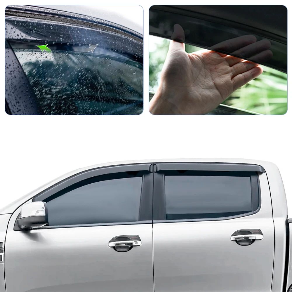 Door Visor Sun Rain Guards Weather Shield Window Deflector Window Visor for Ford Ranger 2012-Wildtrak XL XLT XLS Limited