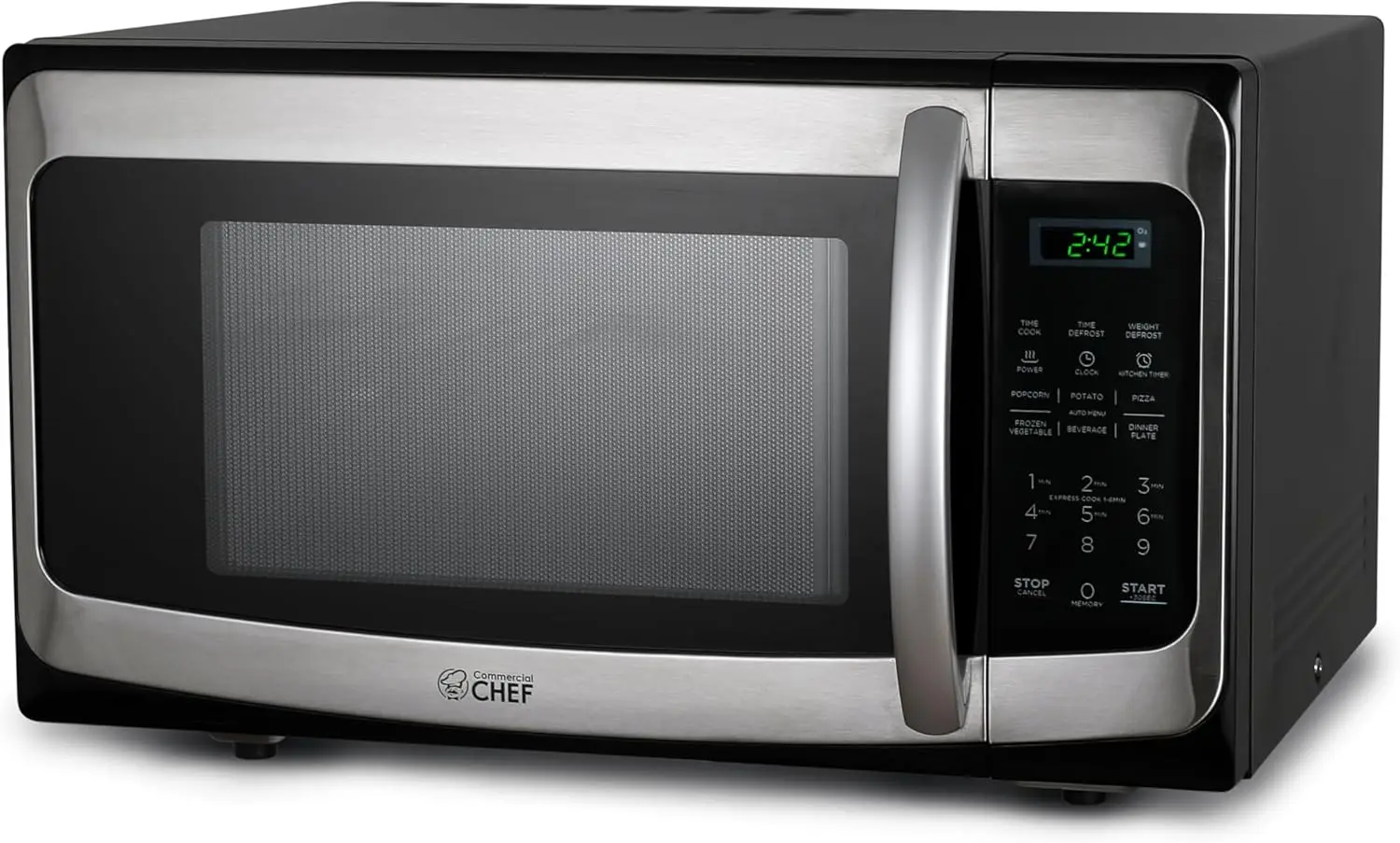 CHEF 1.1 Cu Ft with 10 Power Levels, Microwave 1000W with Push Button Door Lock, Countertop T