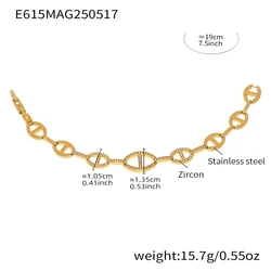 Luxury Gold - Plated Stainless Steel Zircon Bracelet for Women - Elegant Waterproof Jewelry (E615 - Gold A)