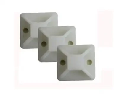 100pcs/lot 20*20MM White Color Nylon CABLE TIE MOUNTING BASE Clamp MOUNTS WIRE TIES ZIP MOUNT BASE