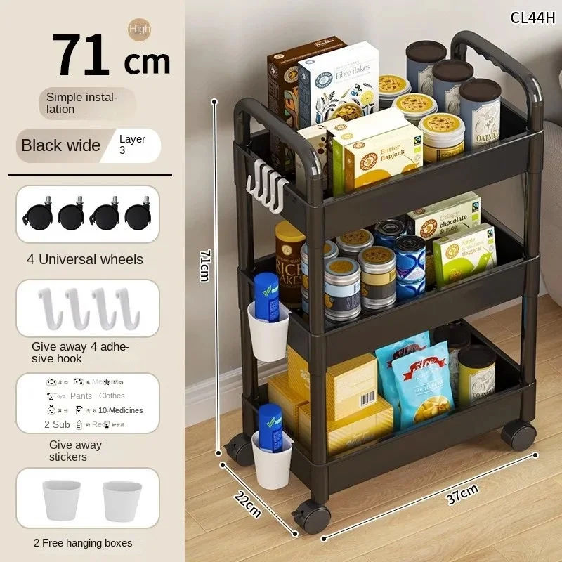 Storage Rack Rolling Storage Cart Household Multi-layer Small Cart Storage Rack Floor To Floor Kitchen Bedroom Bathroom Storage Rack With Wheels