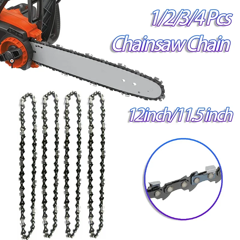 1/2/3/4Pcs 12/11.5 Inch Chainsaw Saw Chain 44 Drive Link 22 Cutter 3/8" LP.050" Steel Chain Replacement Part for Electric Saw chainsaw chain