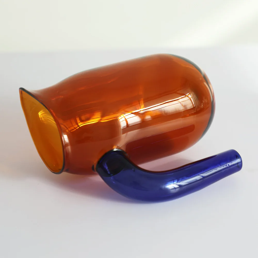 High Borosilicate Colored Glass Coffee Pot Coffee Sharing Pot High Quality Glass Heat Resistant Cups Waterbottle Blue
