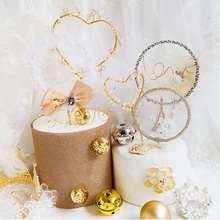 

Happy Birthday Cake Topper Romantic Pearl Crown Iron Garland Prince Princess Theme Wedding Cake Decoration Favors Party Supplies