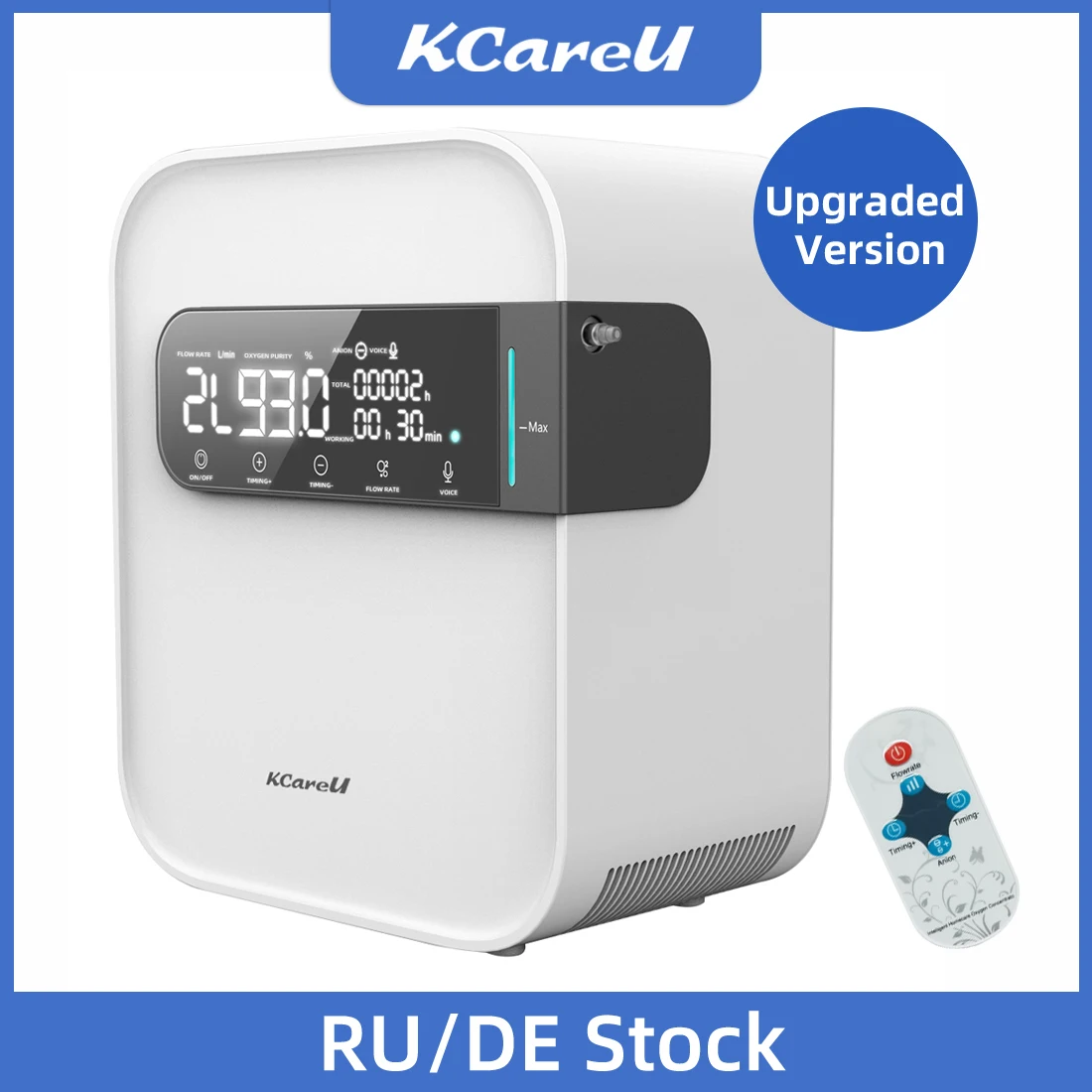 KCareU NEW 2L 7L Portable Oxygen Concentrator Low Operation Noise