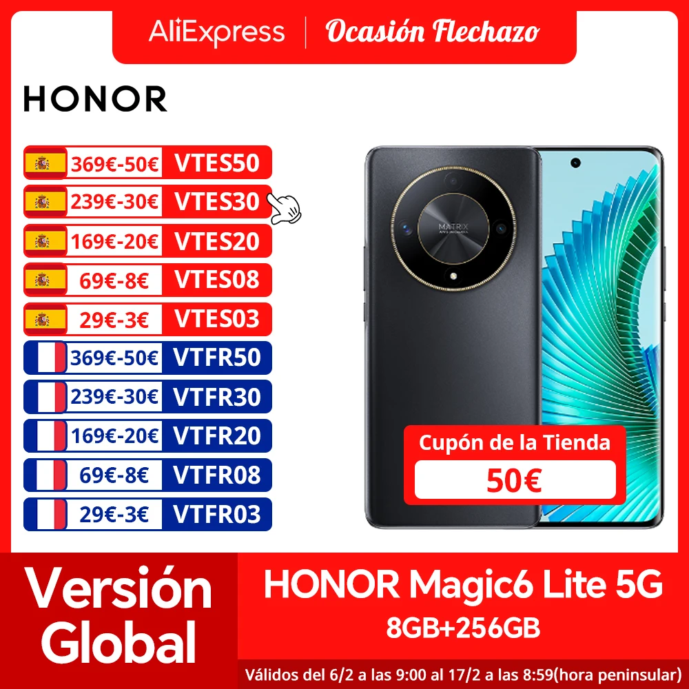 Versione Globale Honor Magic6 Lite 5G 108Mp Fotocamera Principale Snapdragon 6 Gen 1 5300Mah Ultra-Bounce Anti-Drop Honor Magic 6 Lite