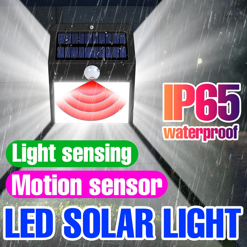 LED Solar Wall Light Outdoor Solar Street Lights IP65 Waterproof Motion Sensing 20W Lighting Garden Decoration LED Flood Lamp