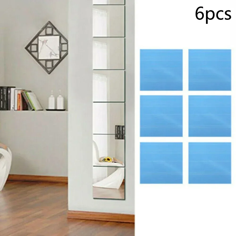 3D Mirror Wall Stickers Acrylic Living Room Decoration 6PCs 30cm