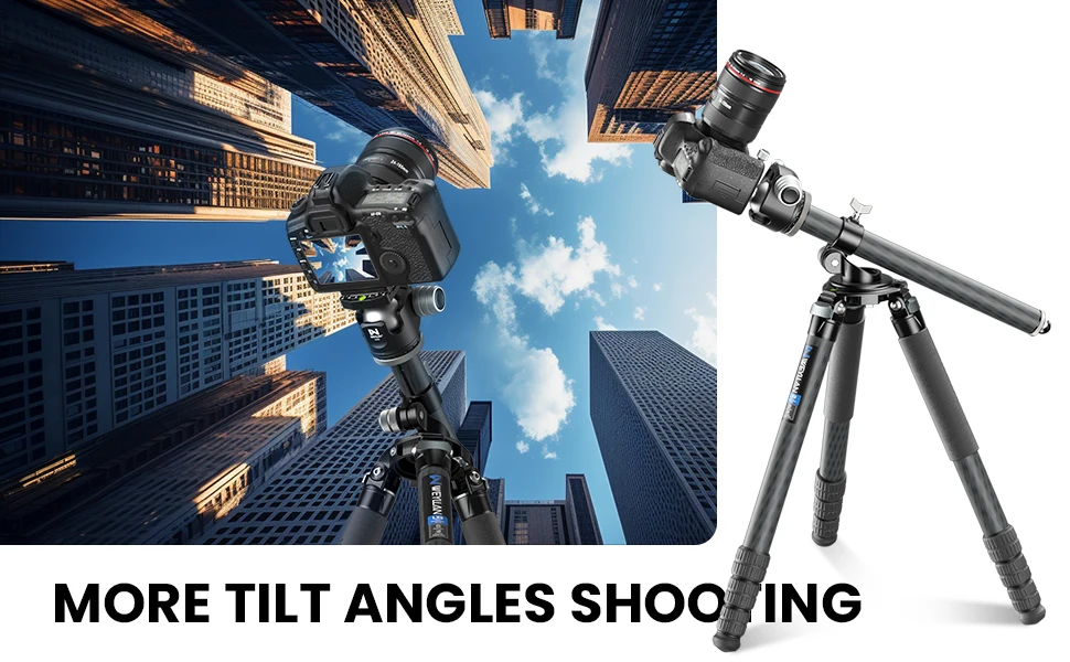 TZ8 Professional Tripod Horizontal Center Column Carbon Fiber Tripod Extension 4