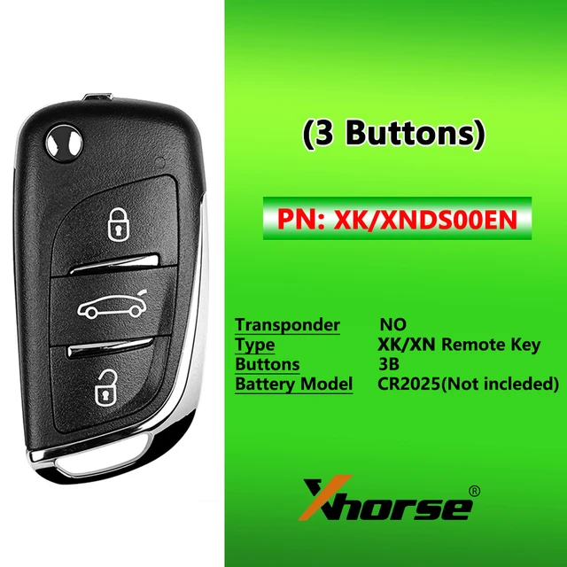 Xhorse XKDS00EN Volkswagen DS Style Wire Remote Key 3 Button 5pcs X002