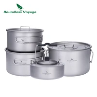 Boundless Voyage-Marmite en titane avec poignée pliante, ensemble de cuisine 1
