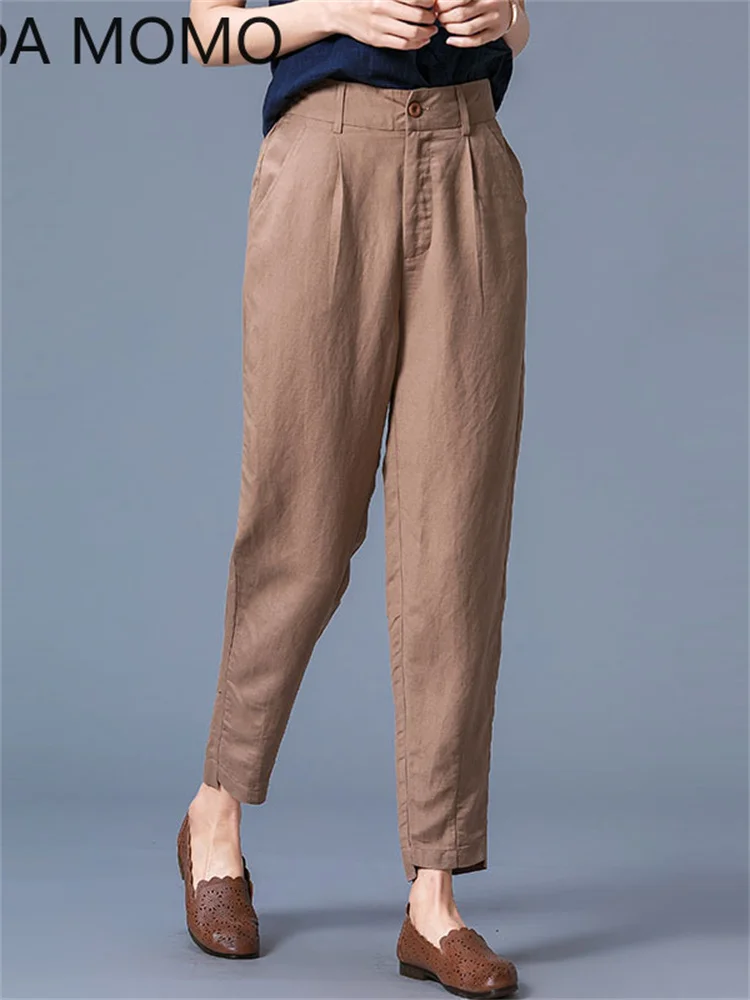 Pantaloni Da Donna Autunno In Cotone E Lino Da Ufficio Pantaloni Harem Larghi A Vita Alta Da Donna Capris Per Pantaloni Da Donna Donna