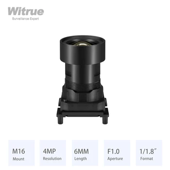 Witrue 스타라이트 렌즈, 감시 보안 카메라용, HD 4 메가픽셀 M16 마운트, 6mm 조리개 F1.0 포맷 1/1.8