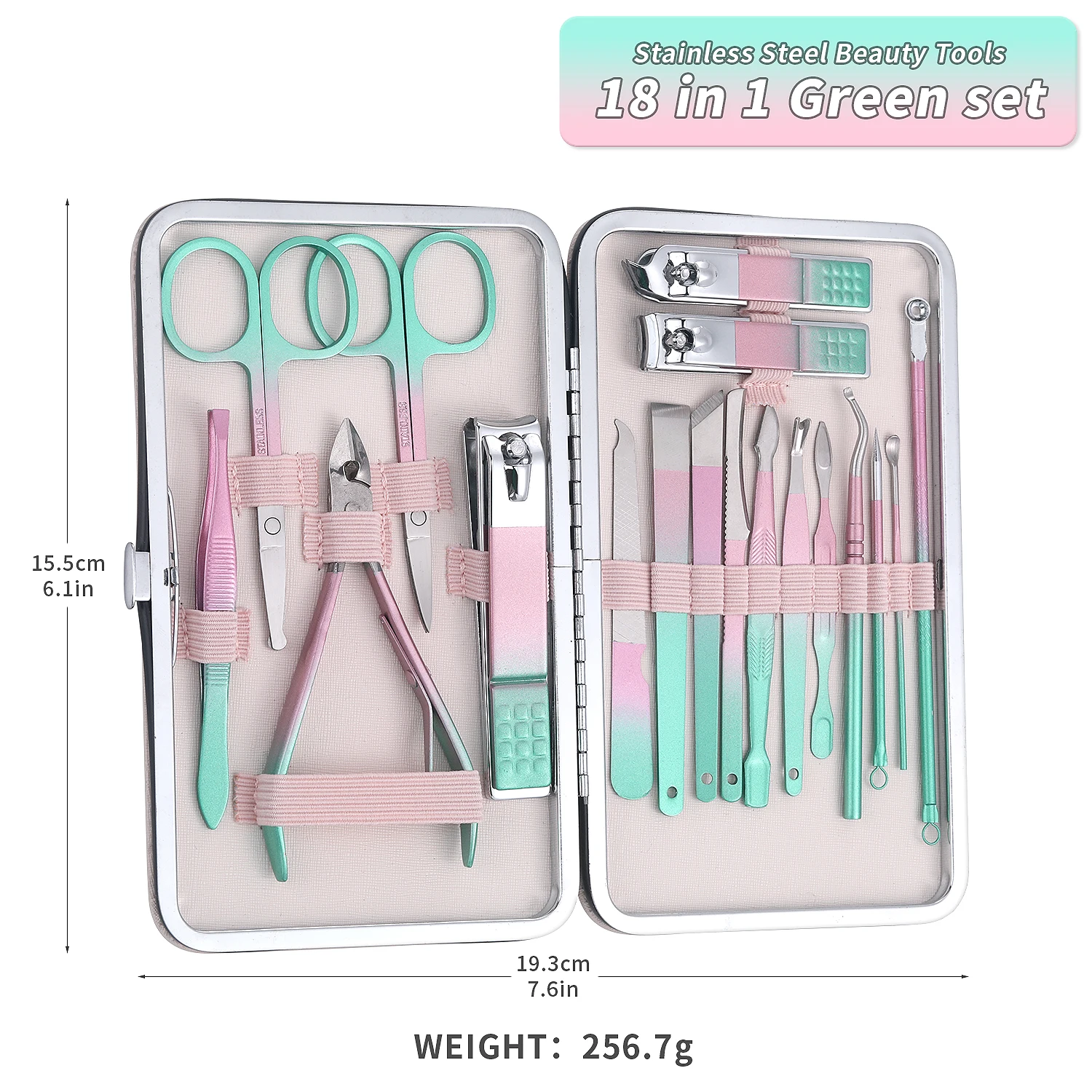 7/12/18 pcs Nail Clipper, Rainbow Chameleon Manicure Nail Kits, Stainless Steel Professional Pedicure Set, Nail Scissors, Nail F 5