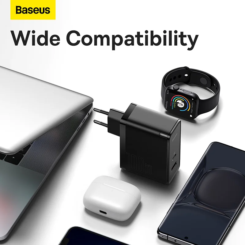 Baseus GaN Charger 100W USB Type C PD Fast Charger with Quick Charge 4.0  3.0 USB Phone Charger For MacBook Laptop Smartphone - Baseus UK Official  Online Store