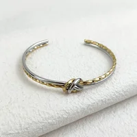 New C-shaped Knot Double Color Braided Wrap Bangles for Women Stainless Steel Jewelry Gold Silver Bracelets Valentine's Day Gift 2