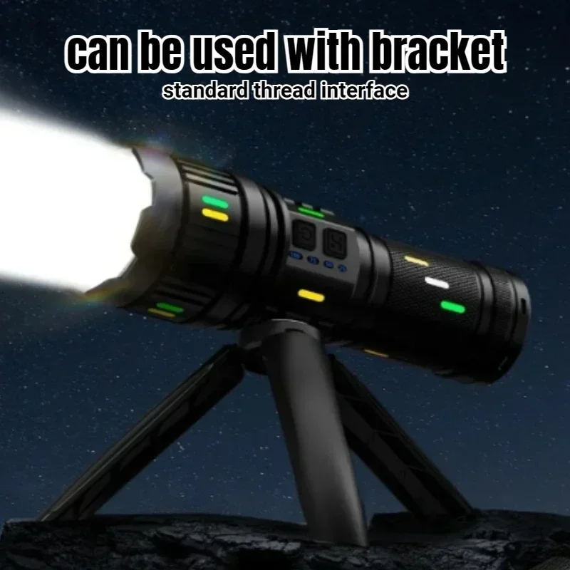 USB Rechargeable Powerful LED Flashlight 4*18650/4*181350 Battery White Laser Tactical Torch Luminous Strips Camping Lamp
