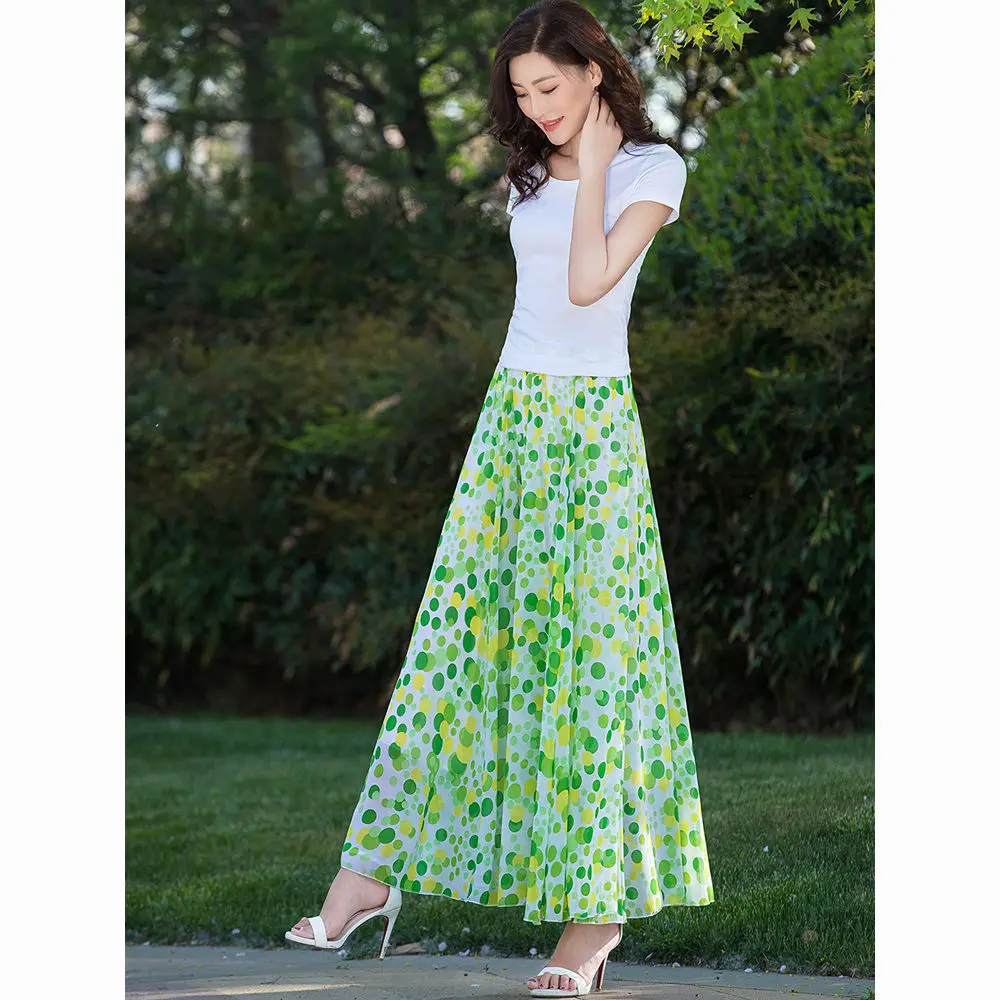 

Женская плиссированная юбка в горошек, трапециевидная винтажная юбка средней длины с высокой талией, Q22, на лето