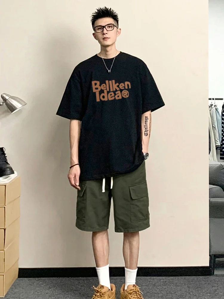 thumbnail image 1 of Conjuntos para hombre con estampado gráfico para entrenamiento, ropa básica de verano con alfabeto, camisetas, pantalones cortos, trajes para hombre, ropa juvenil emo esencial, 1 of 5