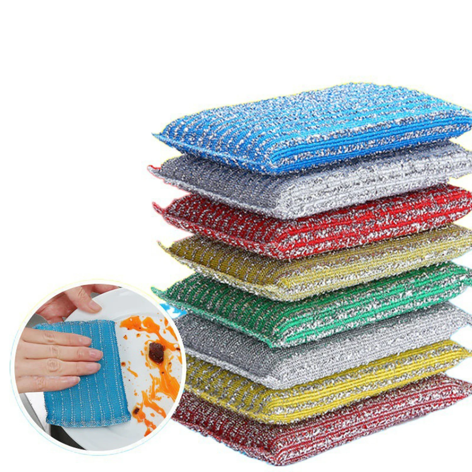 

1/4/12/16PC Scrub Sponges For Dishes Non-Scratch Microfiber Sponge Non Stick Pot Cleaning Sponges Kitchen Tools Wash Pot Gadgets