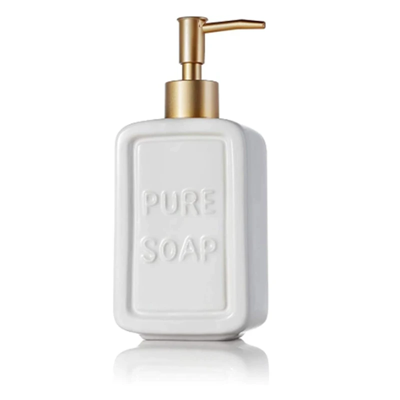Ceramic Soap Dispenser, Refillable Hand Wash Liquid, Dish Detergent, Lotion,For Bathroom Kitchen And Laundry Room