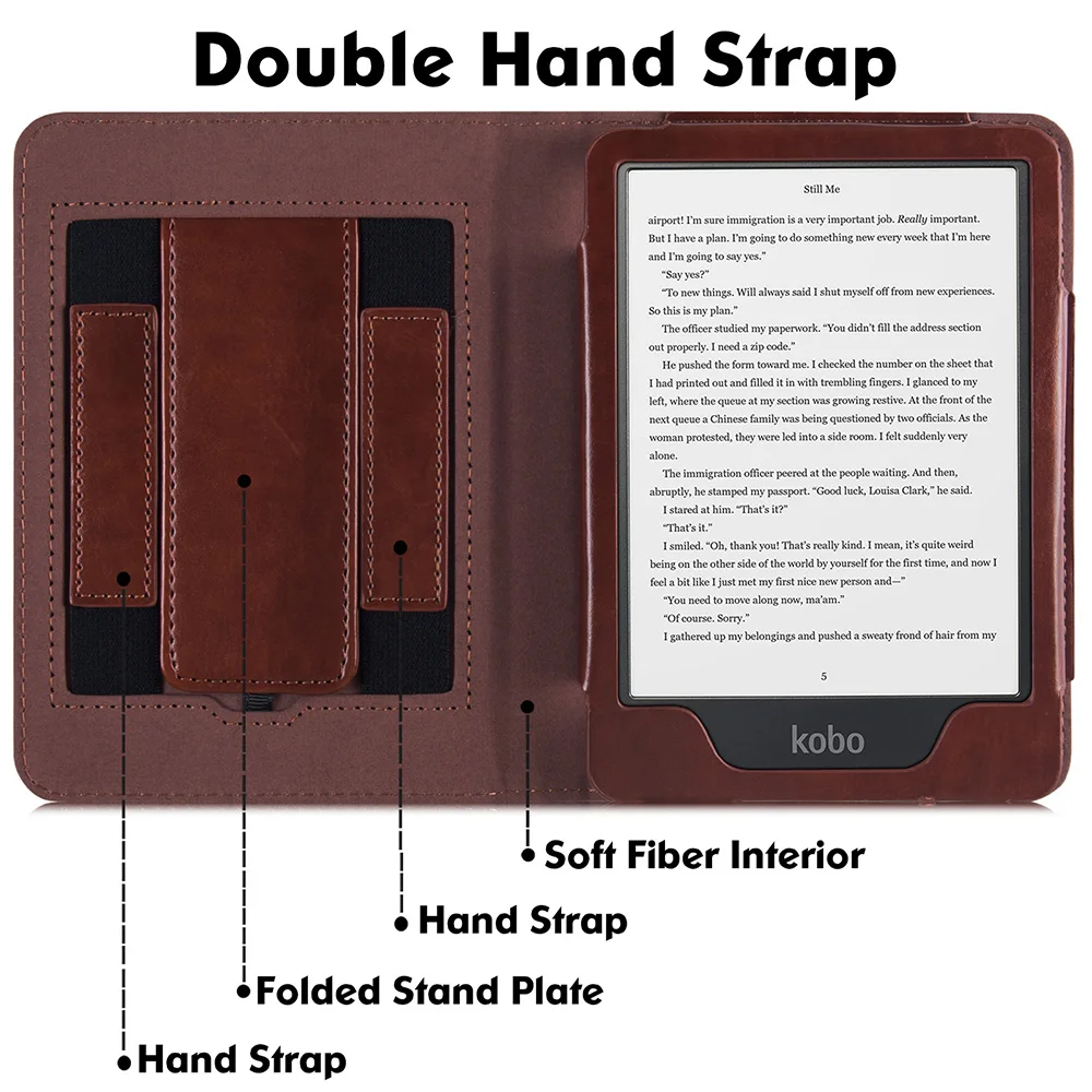 Suporte para Kobo Clara 2e Liberação de 2023 Modelo N506-capa de Couro Premium do Plutônio com Alça de Mão Dupla Sono Automático e Despertar - Imagem 6