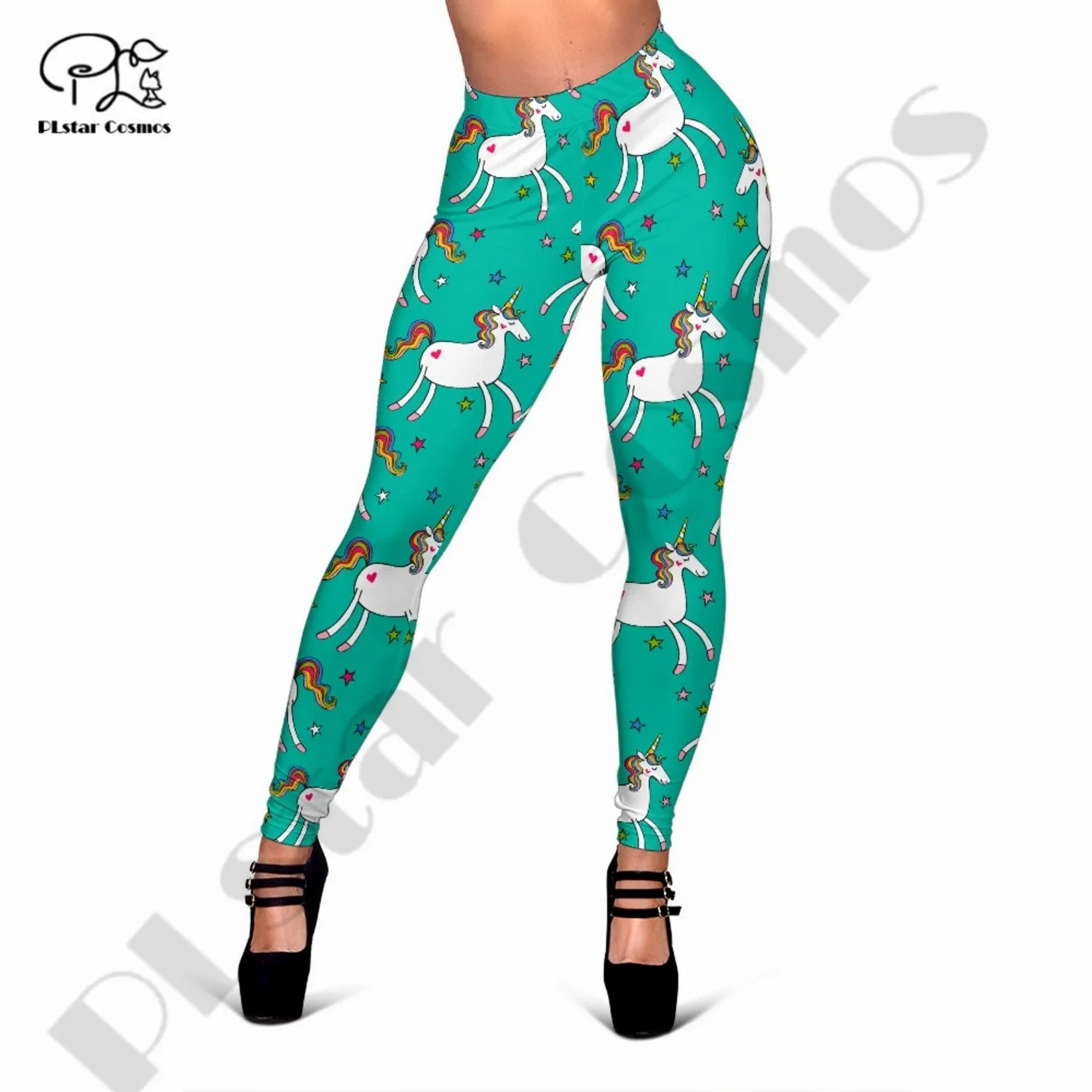 PLstar Cosmos Newest Hot Women 3Dprint Unicorn Flower Leggings US Size Workout Leggings Slim Pants Sexy GYM Fitness Leggings Q-1