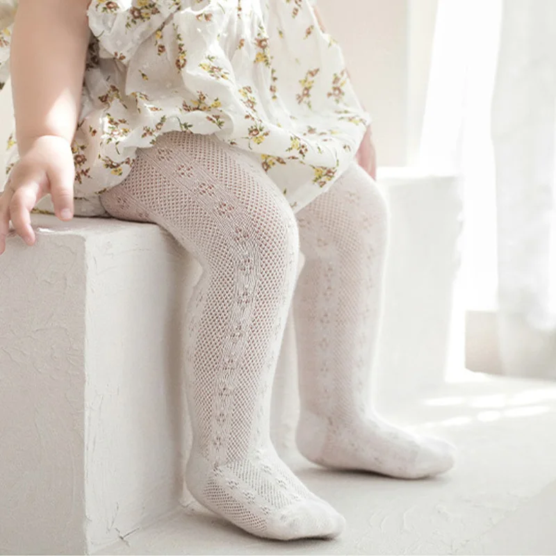 Baby Tights For Girls Knit Cotton Pantyhose Spring And Summer Thin Mesh Anti-Mosquito Stocking Outer Wear Leggings