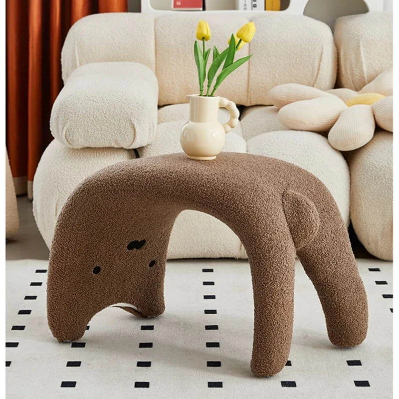 

Cashmere Lamb Fabric Shoe Bench Light Luxury Small Stool for Home Entry Minimalist Design for Porch and Cloakroom New Arrivals