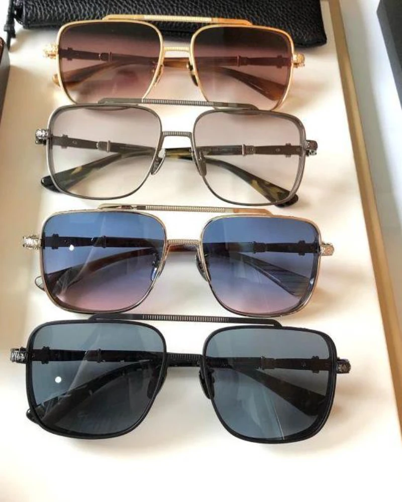 

New Style High Quality Chrome Style Large Oversize Frame Vintage Sunglass Men's Square Metal Women's Retro Glass Pushin Rod