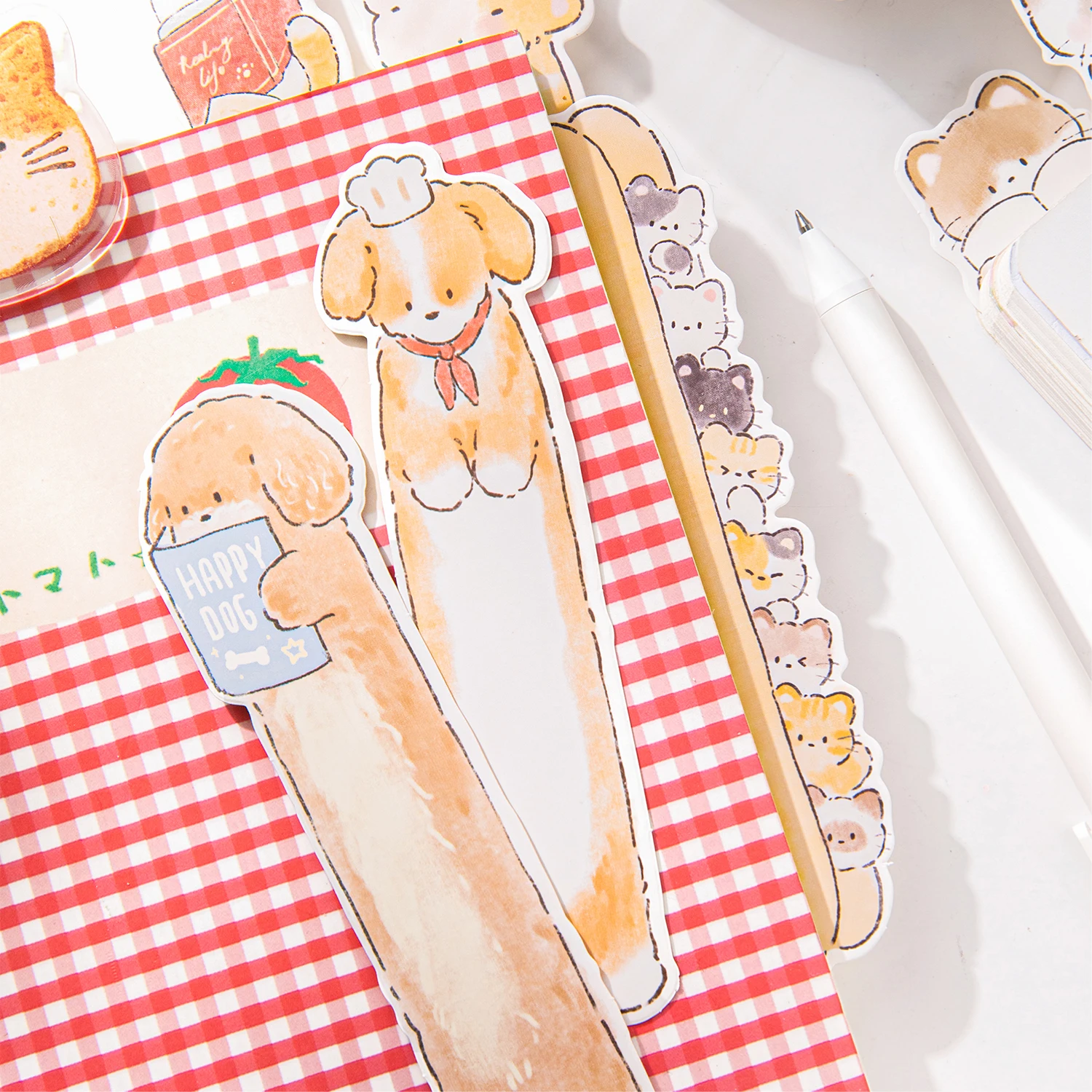 Animal Bookmark Bookmarks Stationery Supplies 30pcs/Set Cute Small Animal Bookmark Korean Kawaii Moe Kitty Puppy Shape Girl Sweet Style DIY Journal Decoration Message Card