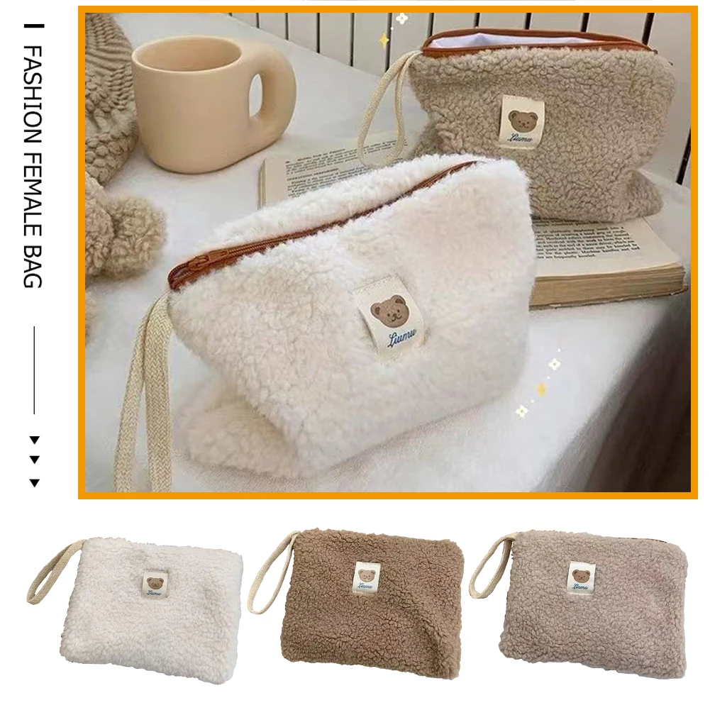 Plush Toiletry Bag Portable Ladies Wash Bag