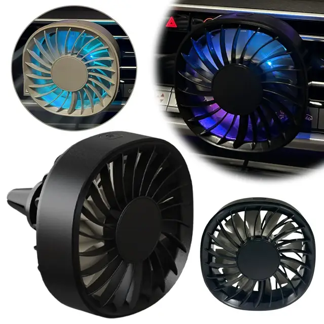 Powerful USB Fan Colorful LED Light Low Noise Multi-function Car Interior Cooler 3 Speed For Car Air Outlet Mini Air Conditioner 3